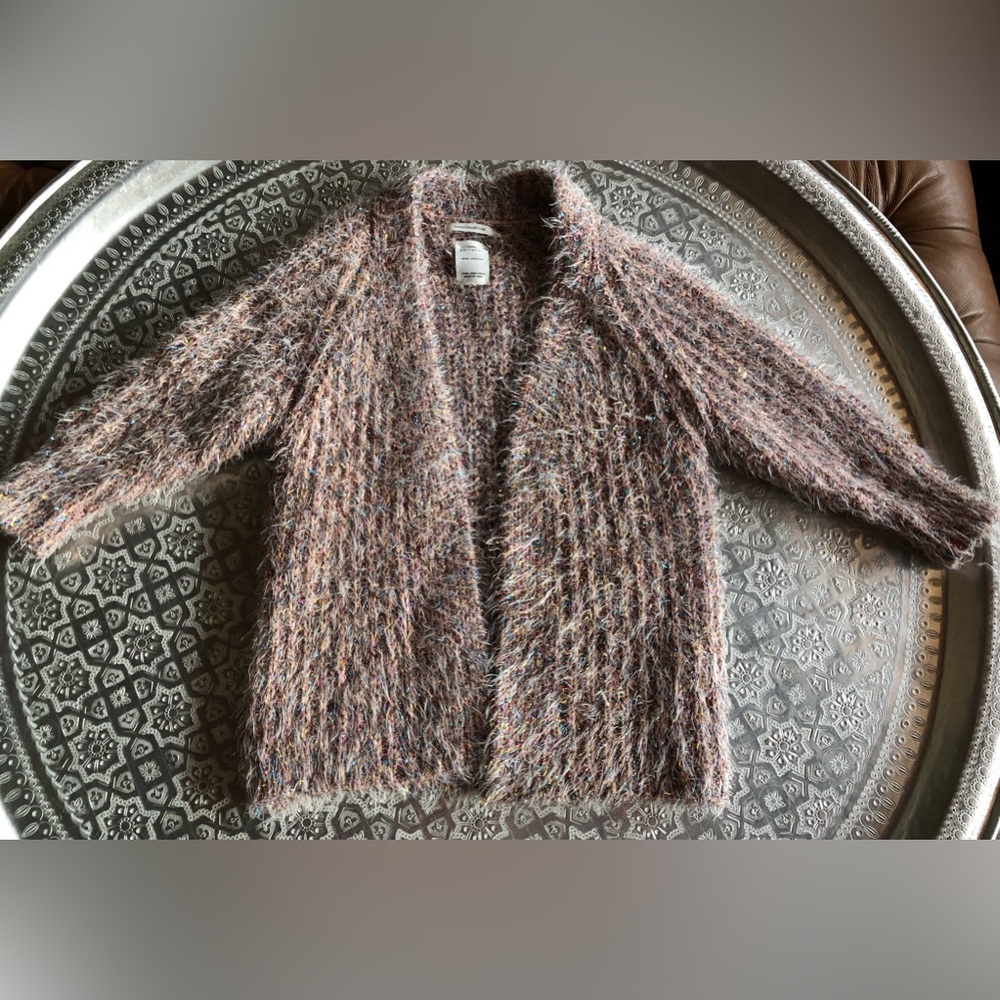 Zara acrylic purple metallic open cardigan